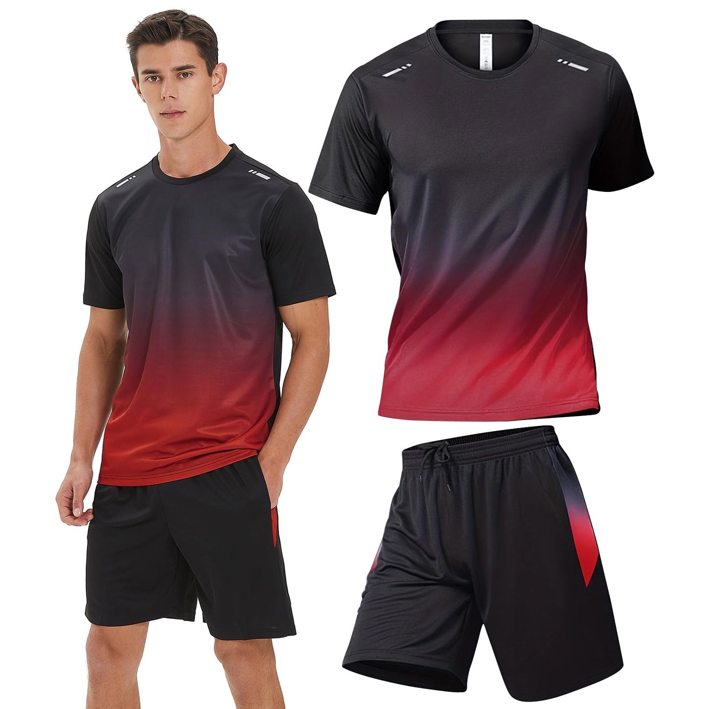 Men's Dry-Fit Workout Set with Shorts & Long Sleeve