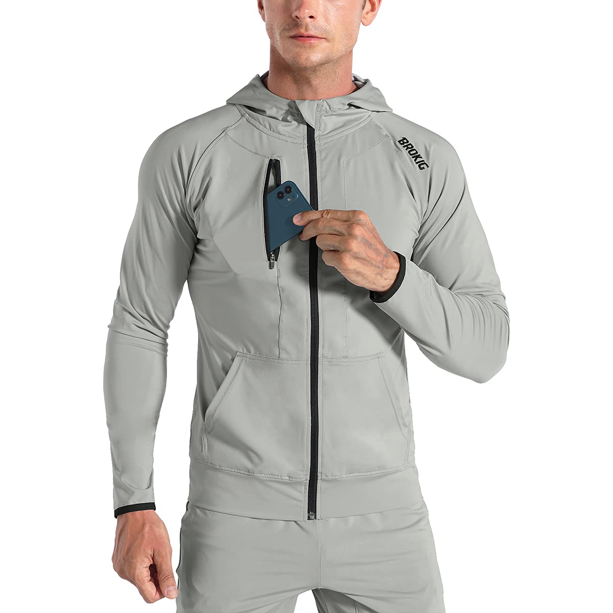 Men's Lightweight Running Jacket with Zip Pockets