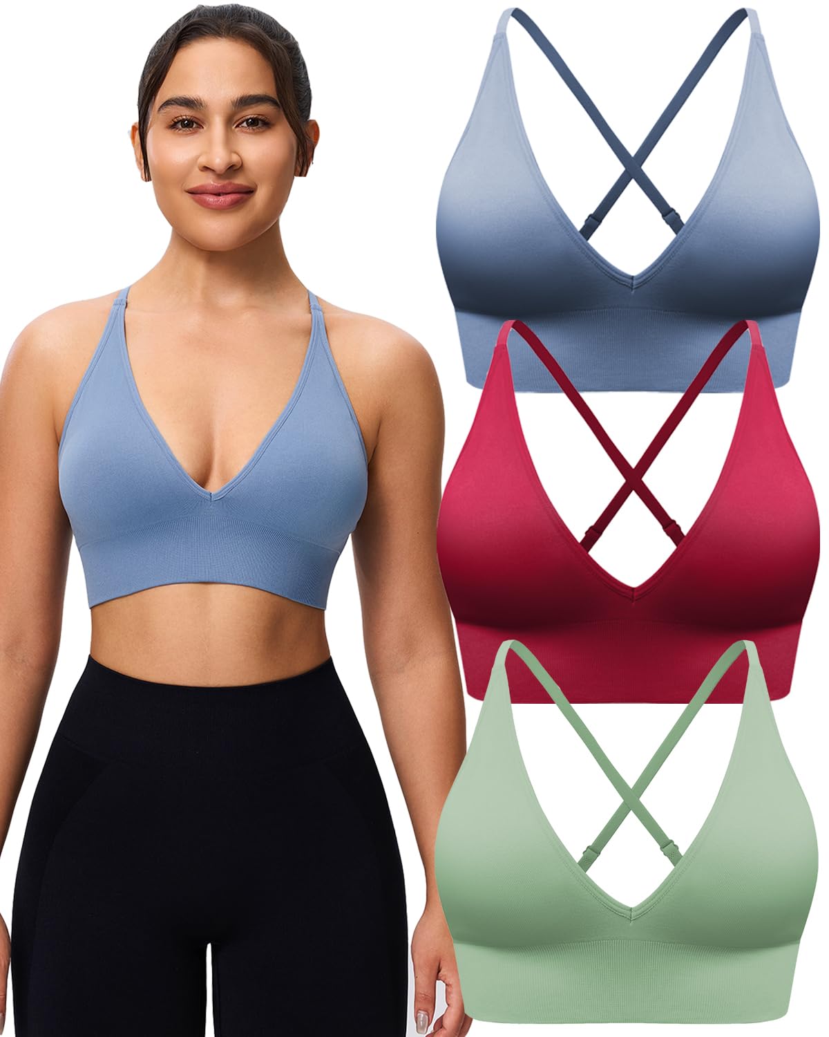 Women's Adjustable Criss-Cross Padded Sports Bra Set