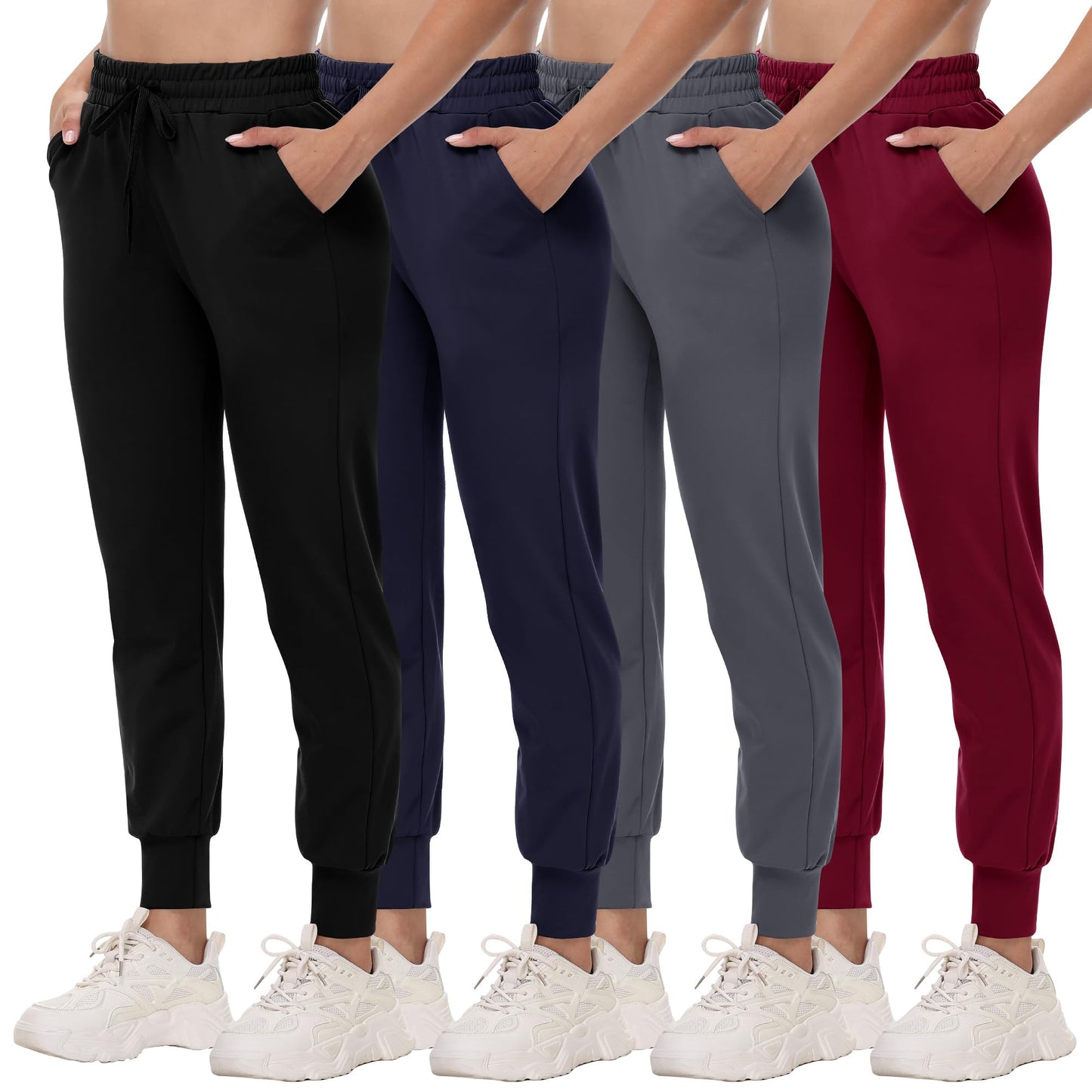Women's Lightweight Pocket Joggers 4-Pack Set