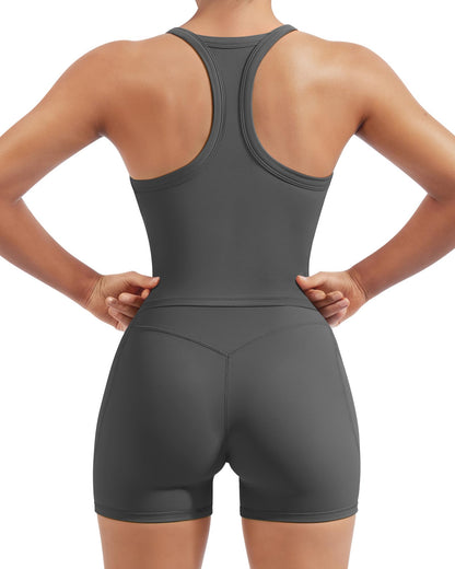 Women's Racerback Workout Set with Pocket Shorts