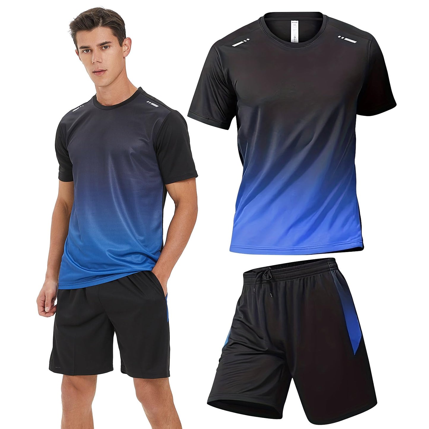 Men's Dry-Fit Workout Set with Shorts & Long Sleeve