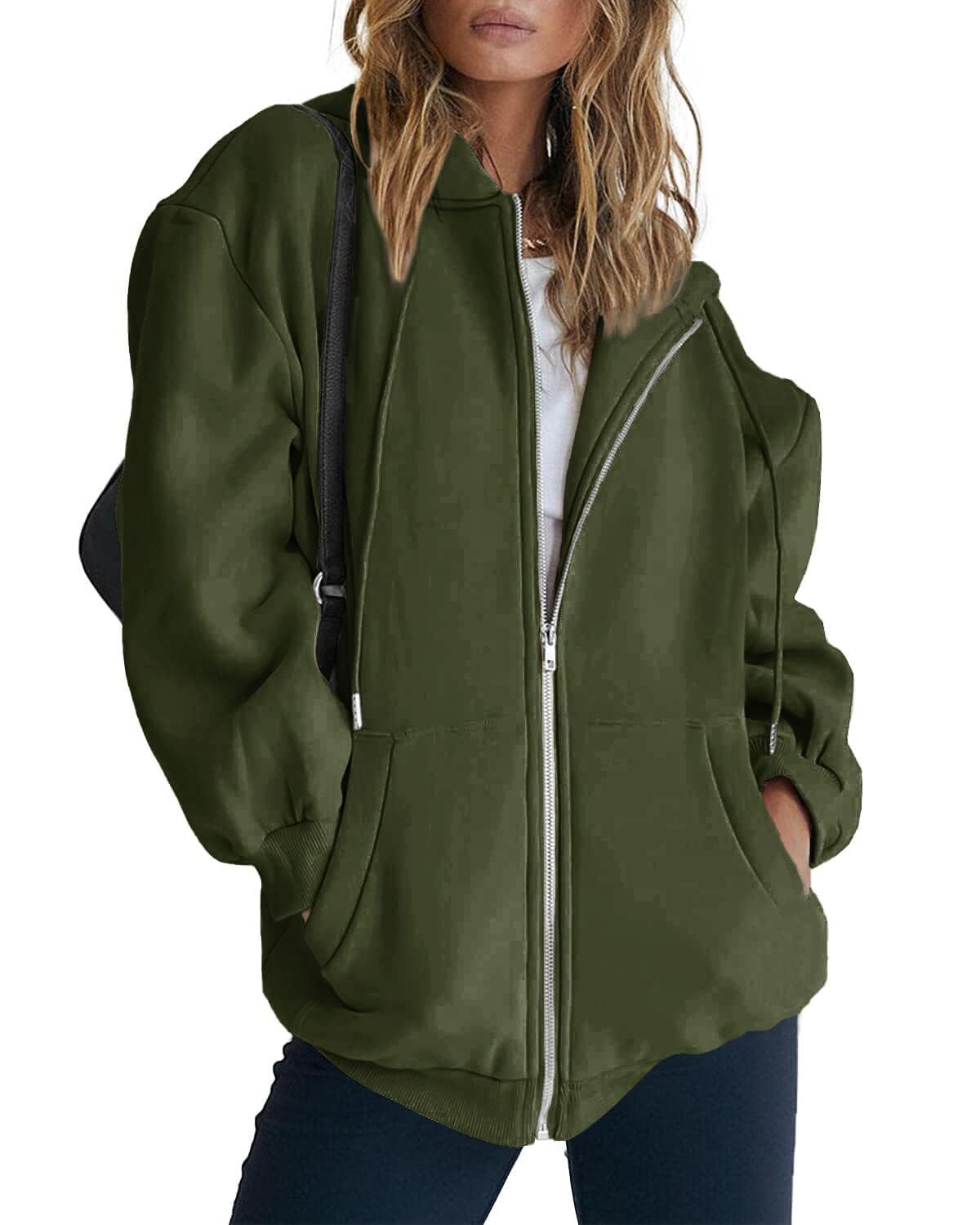 Women's Zip-Up Hooded Track Jacket with Pockets