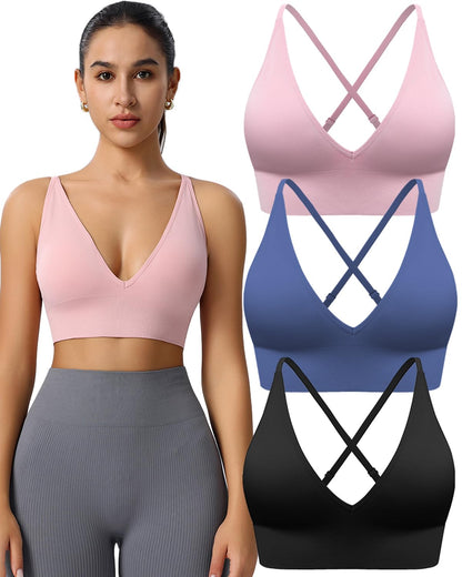 Women's Adjustable Criss-Cross Padded Sports Bra Set