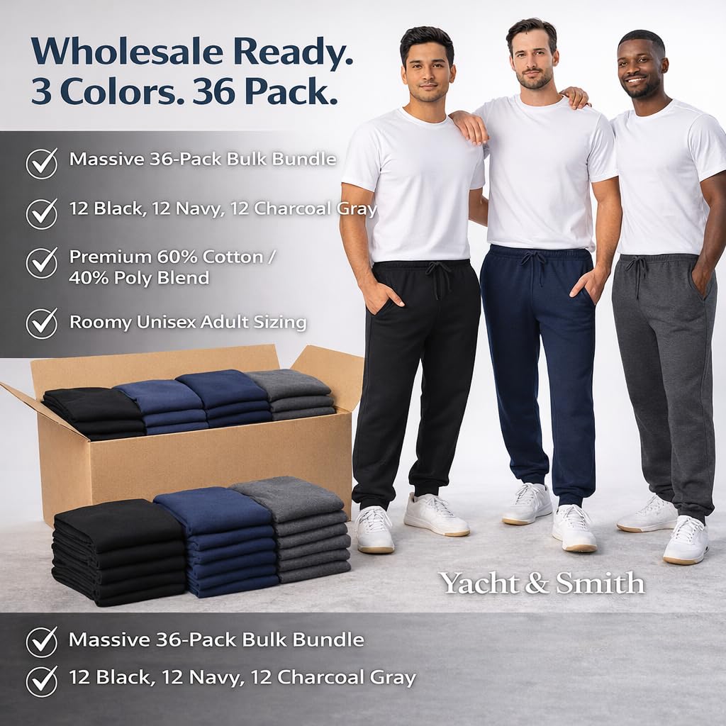 Men's Essential Jogger Sweatpants 36-Pack Bundle