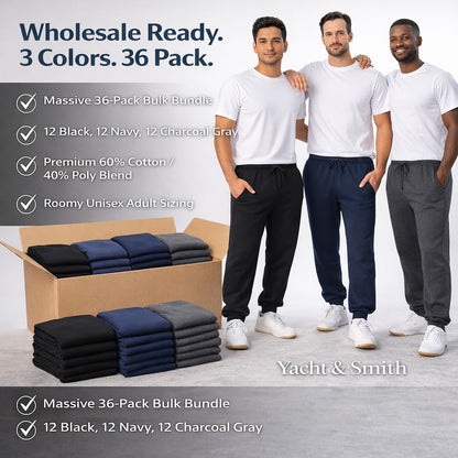 Men's Essential Jogger Sweatpants 36-Pack Bundle