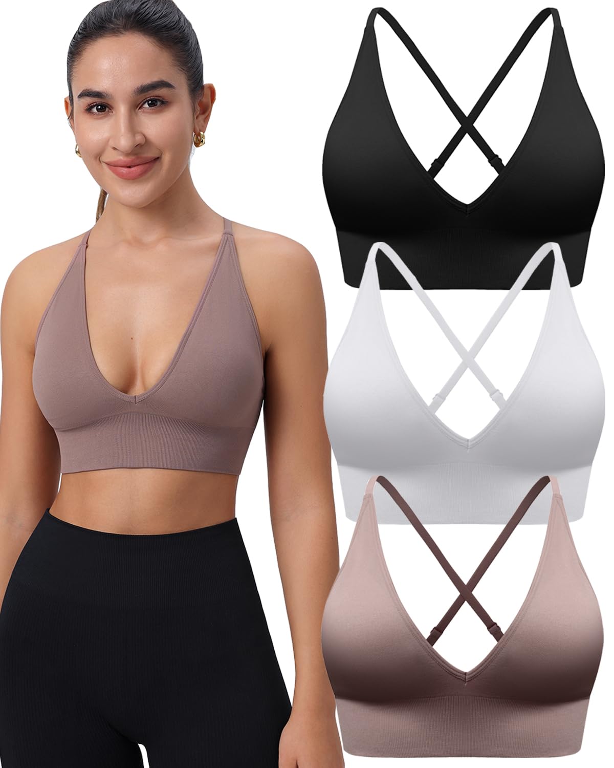 Women's Adjustable Criss-Cross Padded Sports Bra Set