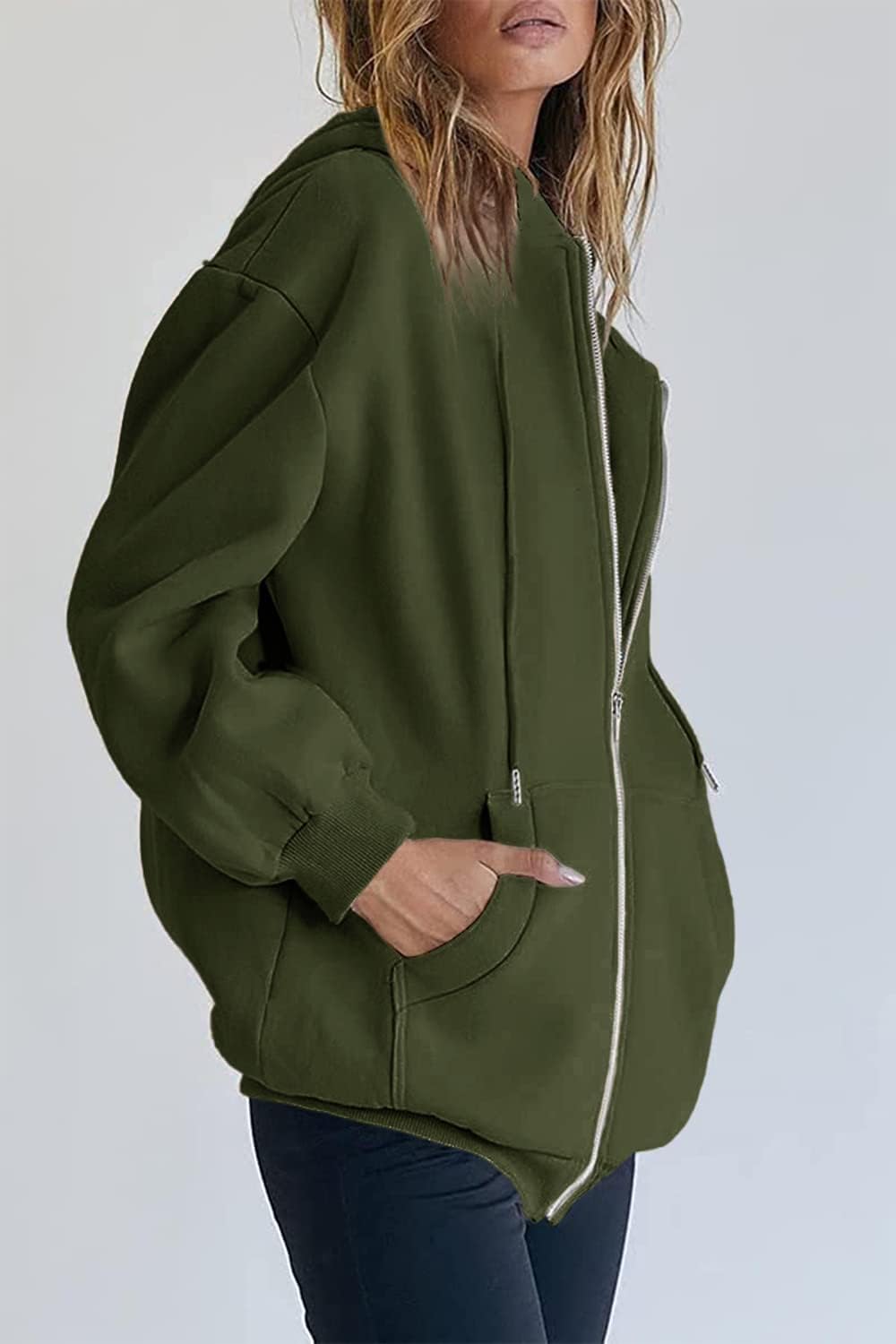 Women's Zip-Up Hooded Track Jacket with Pockets