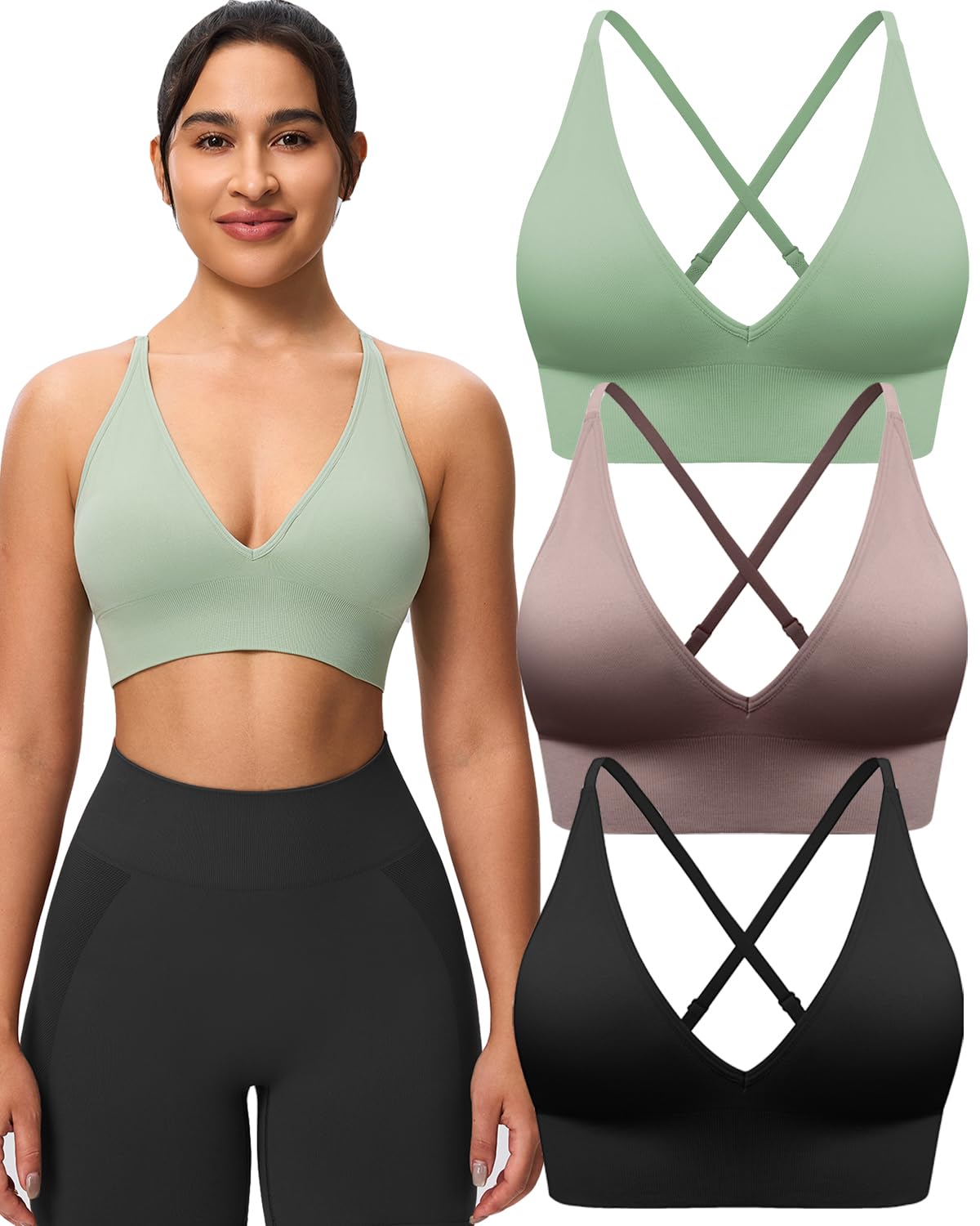 Women's Adjustable Criss-Cross Padded Sports Bra Set