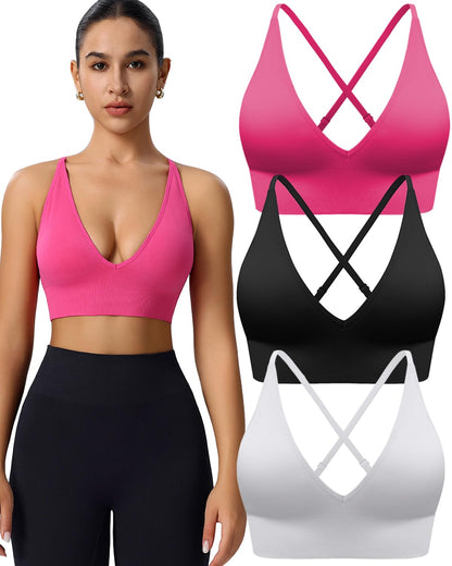 Women's Adjustable Criss-Cross Padded Sports Bra Set