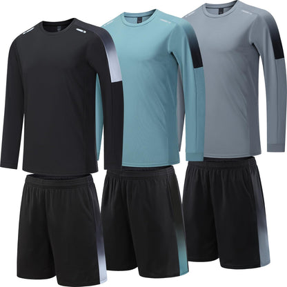 Men's Dry-Fit Workout Set with Shorts & Long Sleeve
