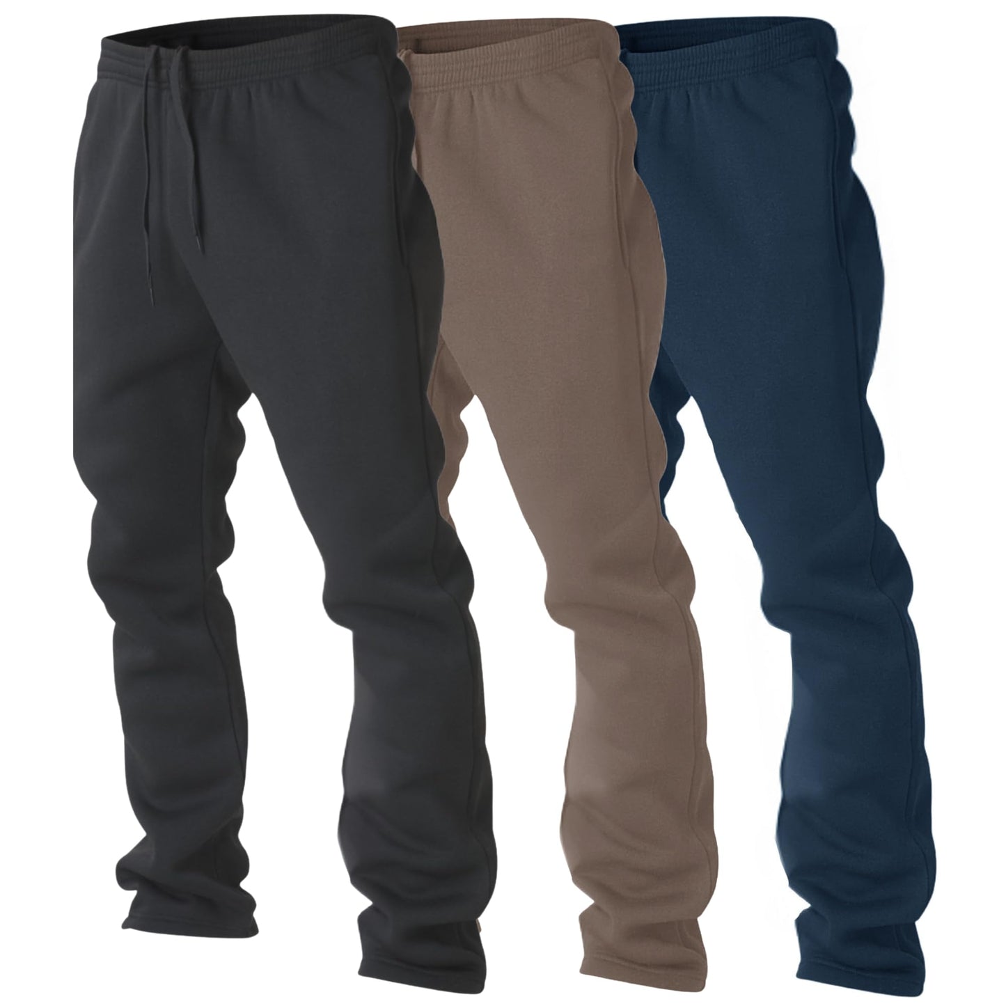 Men's Fleece Open-Hem Workout Sweatpants 3-Pack