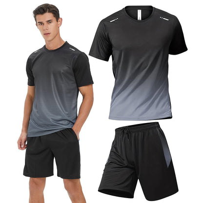 Men's Dry-Fit Workout Set with Shorts & Long Sleeve