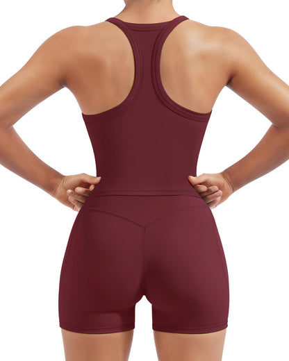 Women's Racerback Workout Set with Pocket Shorts