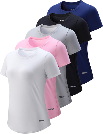 Women's Dry-Fit Athletic Training T-Shirts 5-Pack