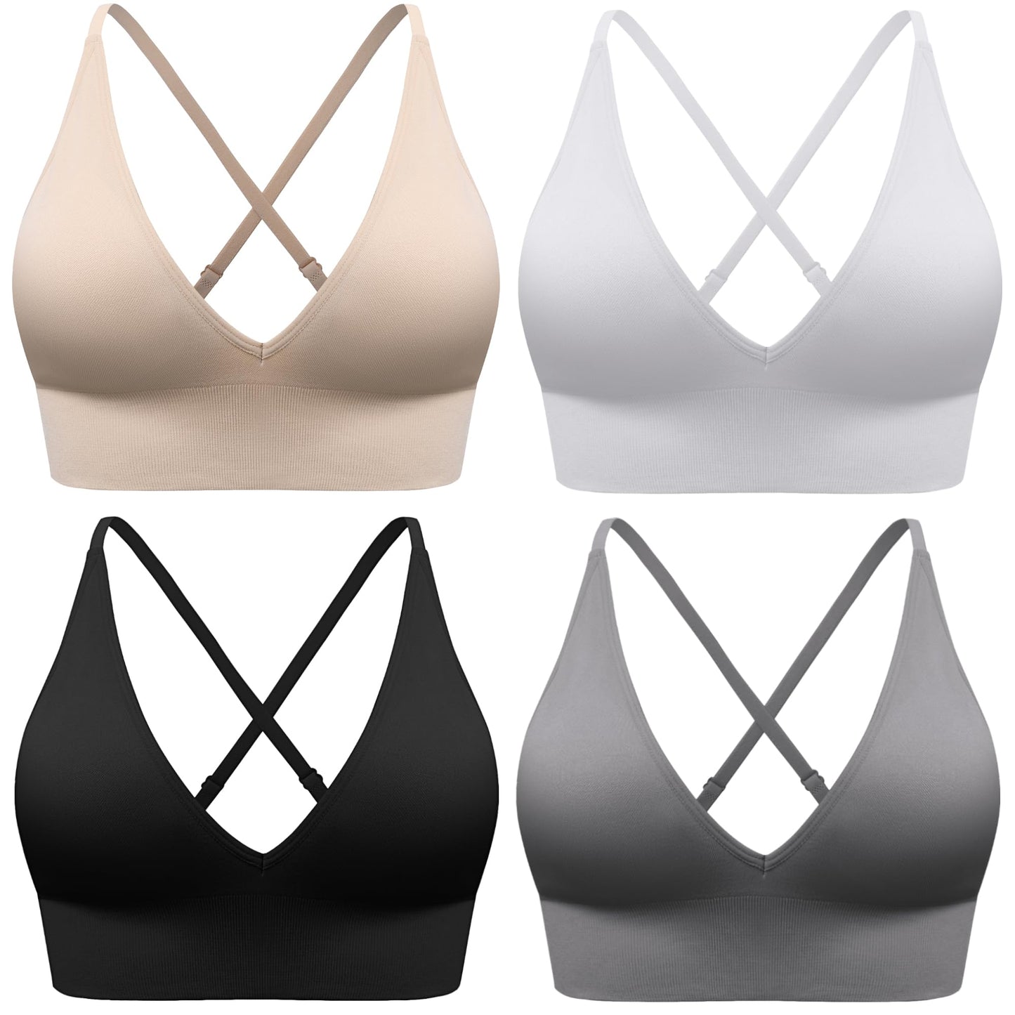 Women's Adjustable Criss-Cross Padded Sports Bra Set