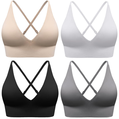 Women's Adjustable Criss-Cross Padded Sports Bra Set