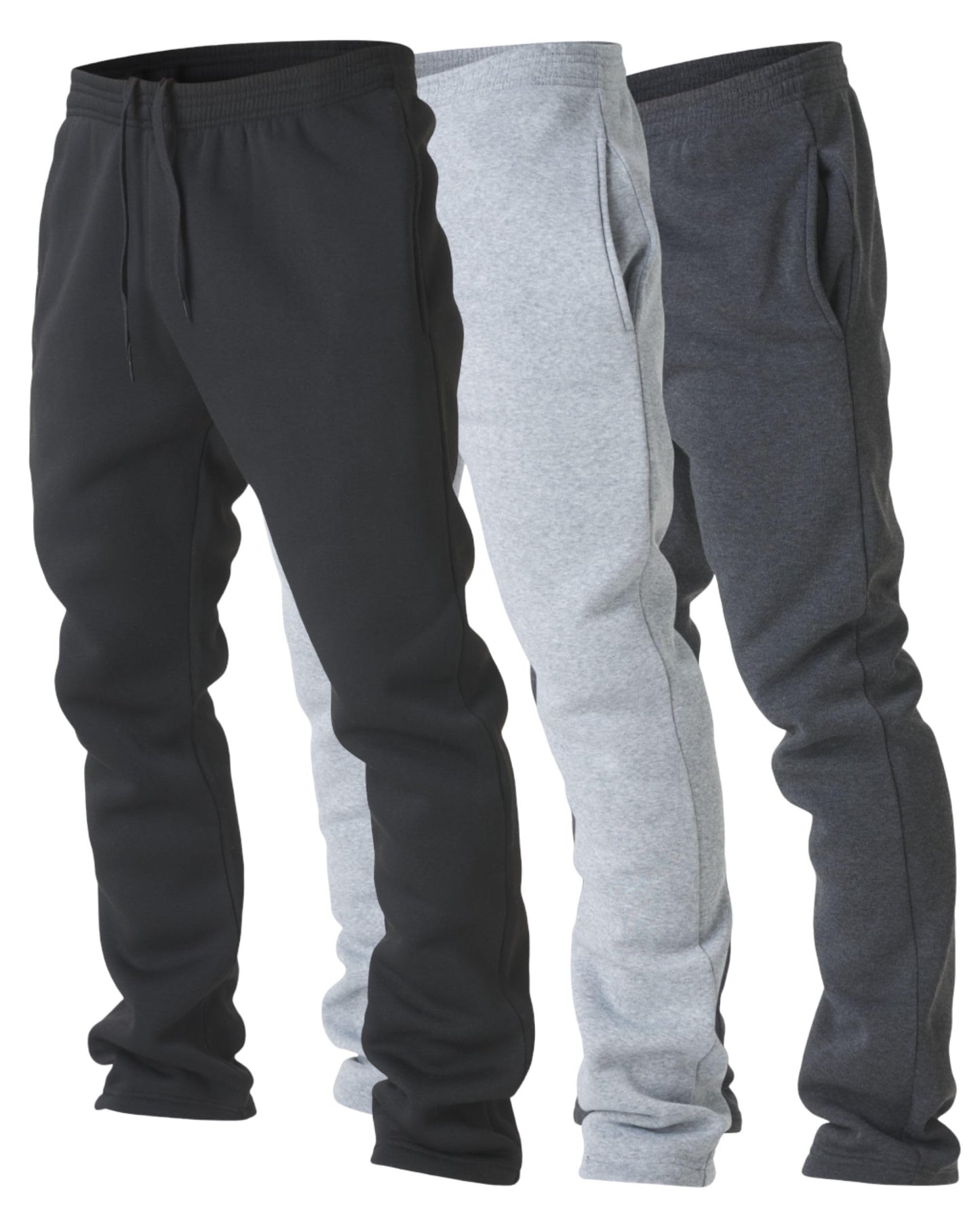 Men's Fleece Open-Hem Workout Sweatpants 3-Pack
