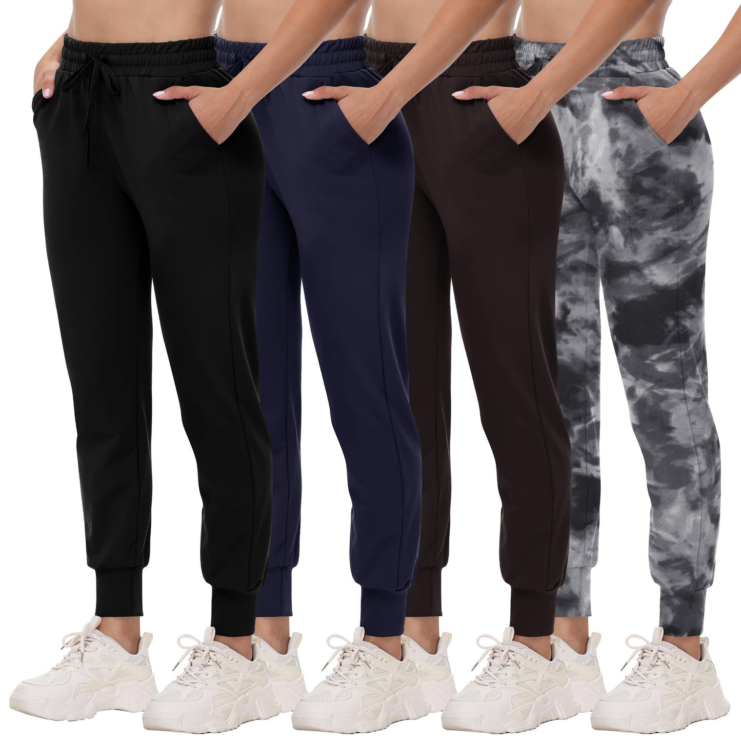 Women's Lightweight Pocket Joggers 4-Pack Set