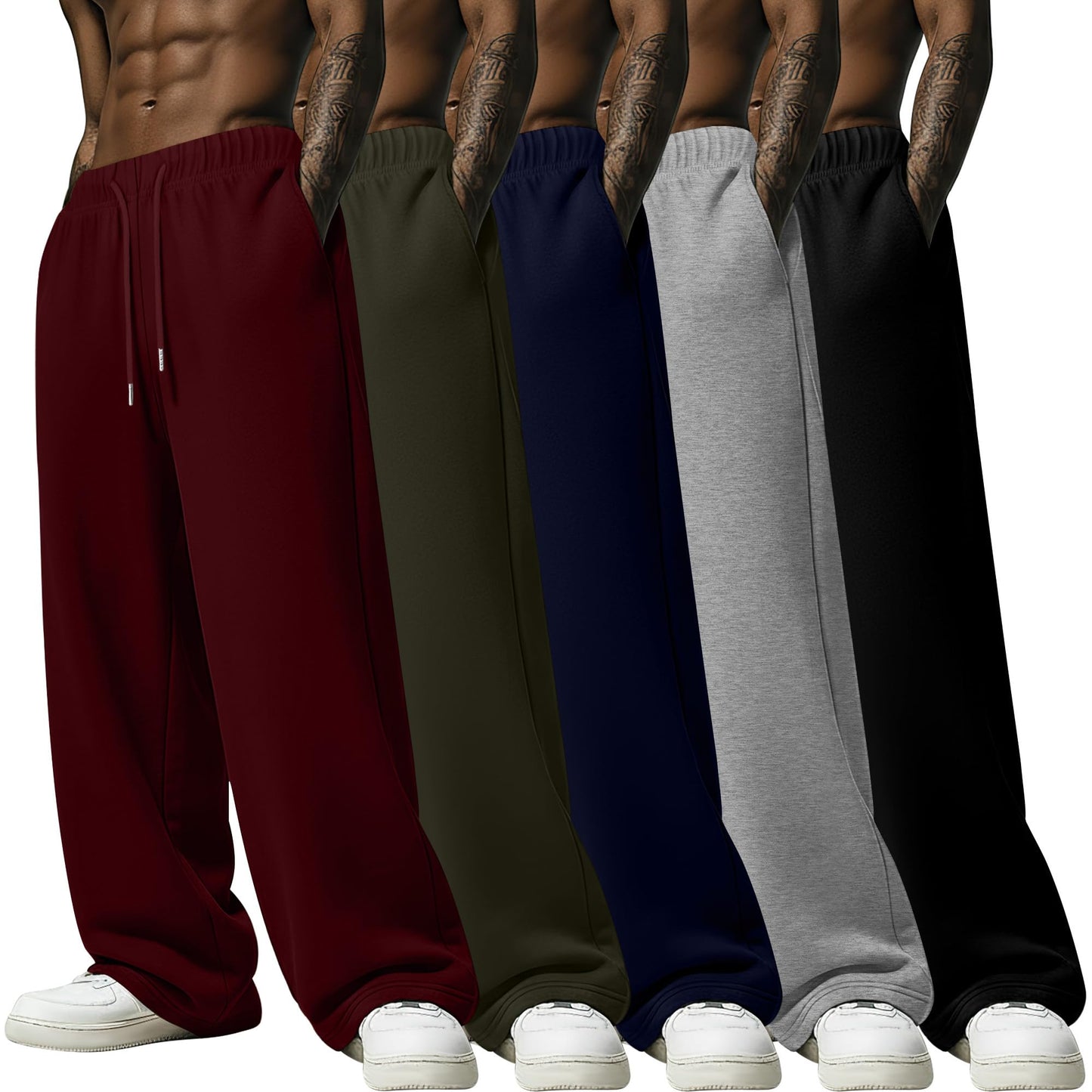 Men's Lightweight Open-Hem Sweatpants 5-Pack