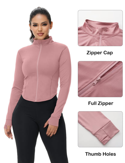 Women's Cropped Full-Zip Workout Jacket 3-Pack