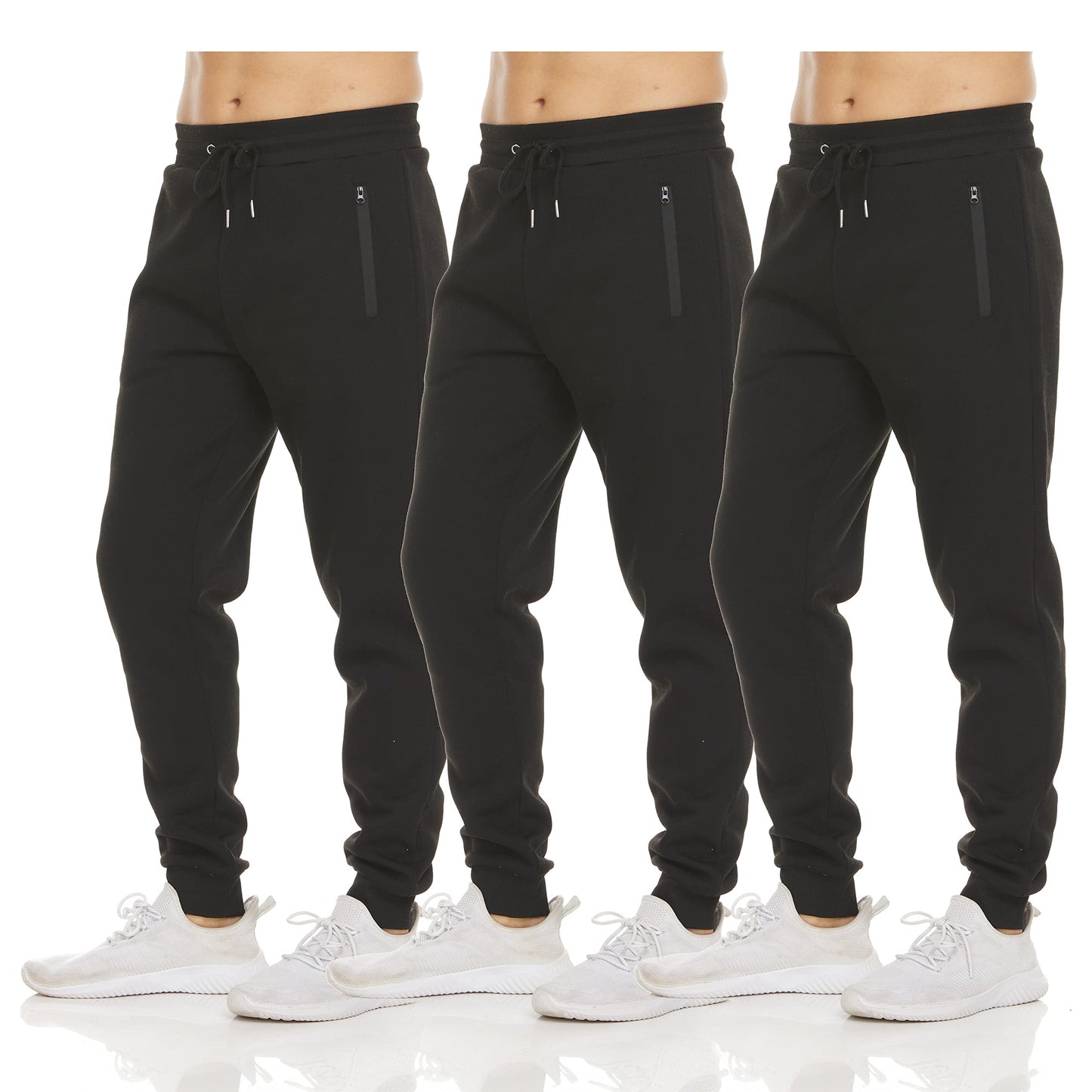 Men's Fleece Workout Jogger Sweatpants 3-Pack