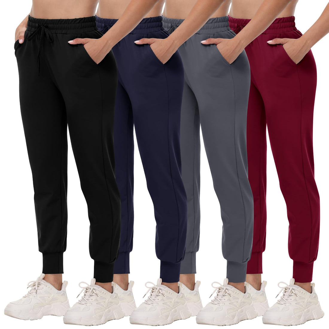 Women's Lightweight Pocket Joggers 4-Pack Set