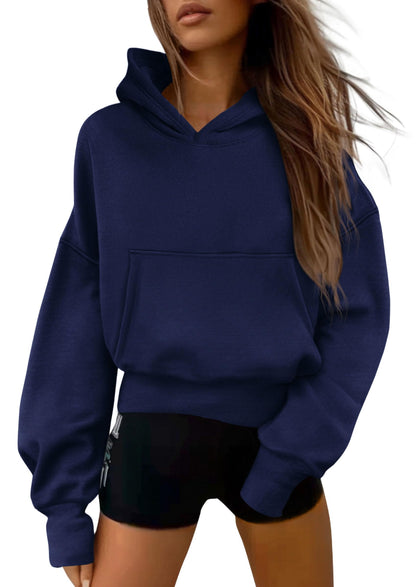 Women's Half-Zip Cropped Hooded Sweatshirt
