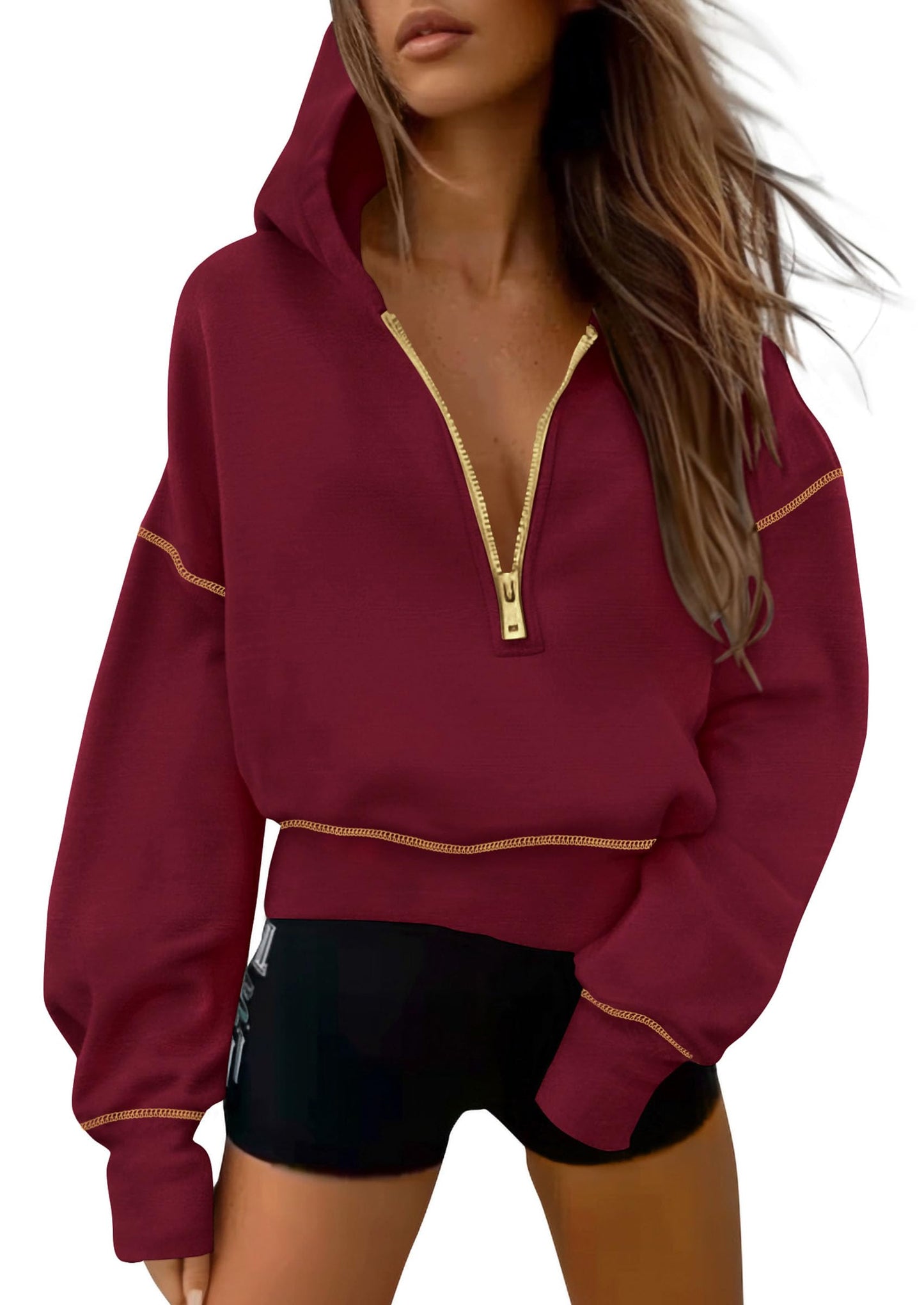 Women's Half-Zip Cropped Hooded Sweatshirt