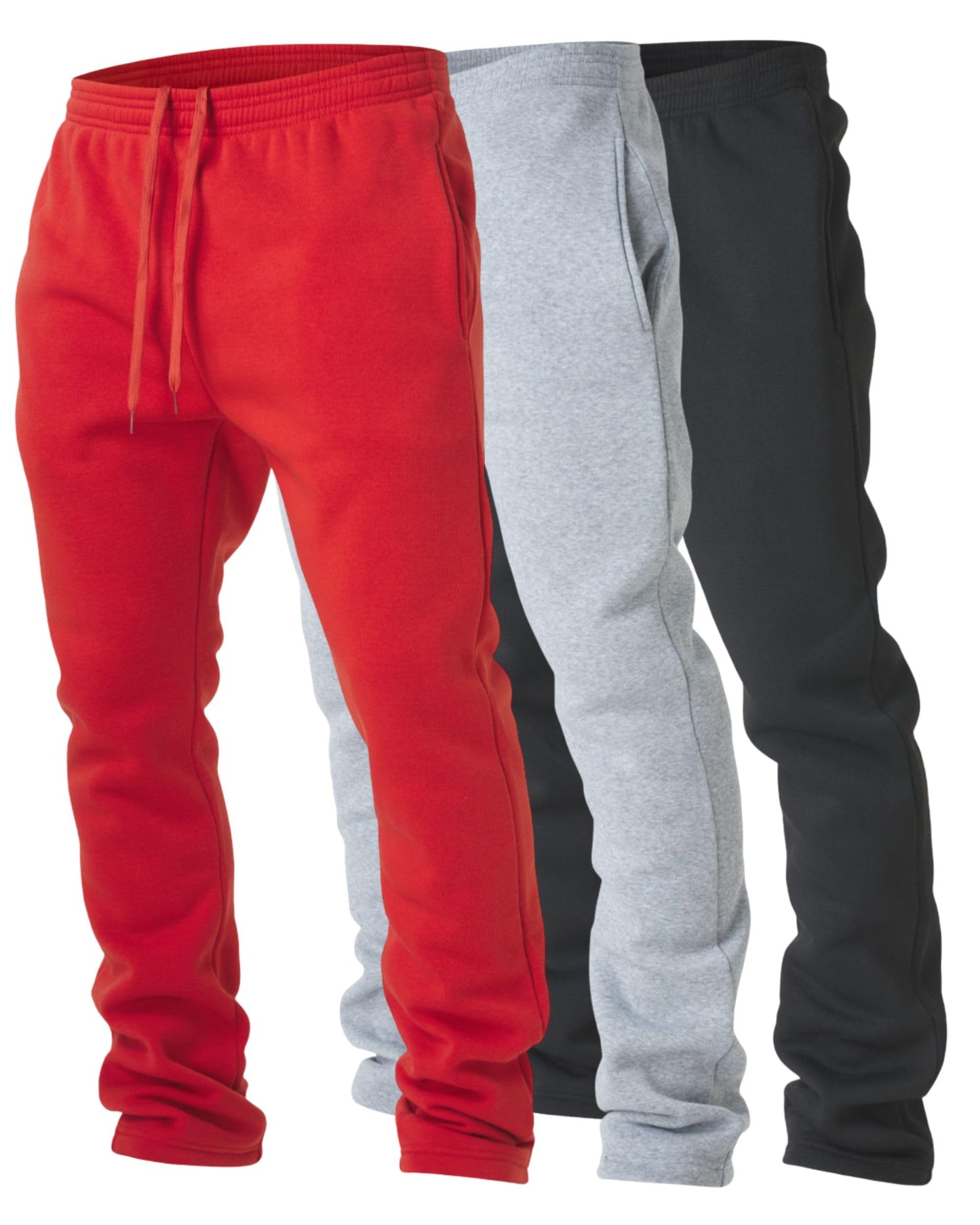 Men's Fleece Open-Hem Workout Sweatpants 3-Pack