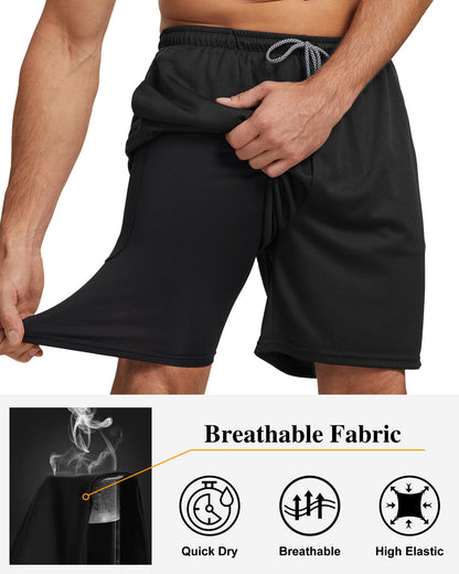Men's 2-in-1 Quick-Dry Running Shorts 5-Pack