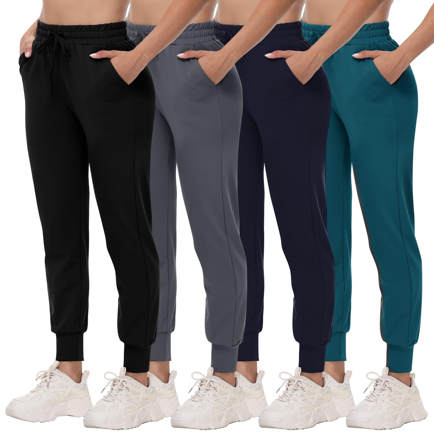Women's Lightweight Pocket Joggers 4-Pack Set