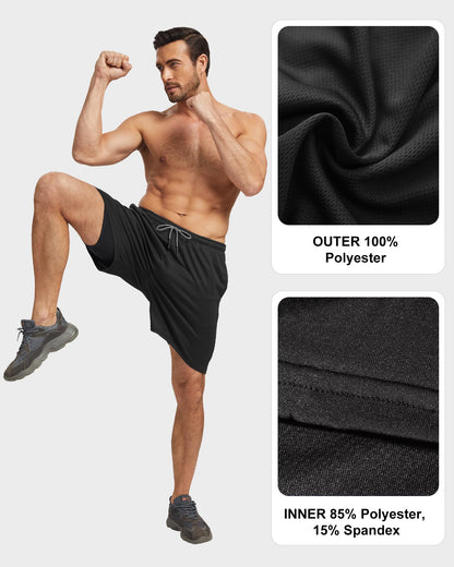 Men's 2-in-1 Quick-Dry Running Shorts 5-Pack