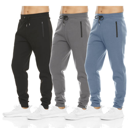 Men's Fleece Workout Jogger Sweatpants 3-Pack