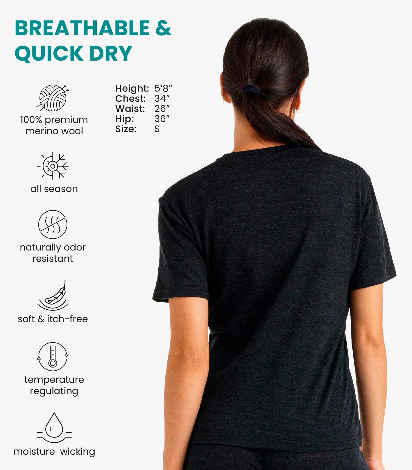 Women's 100% Merino Wool Base Layer Tee