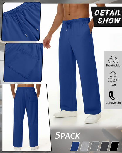 Men's Lightweight Open-Hem Sweatpants 5-Pack