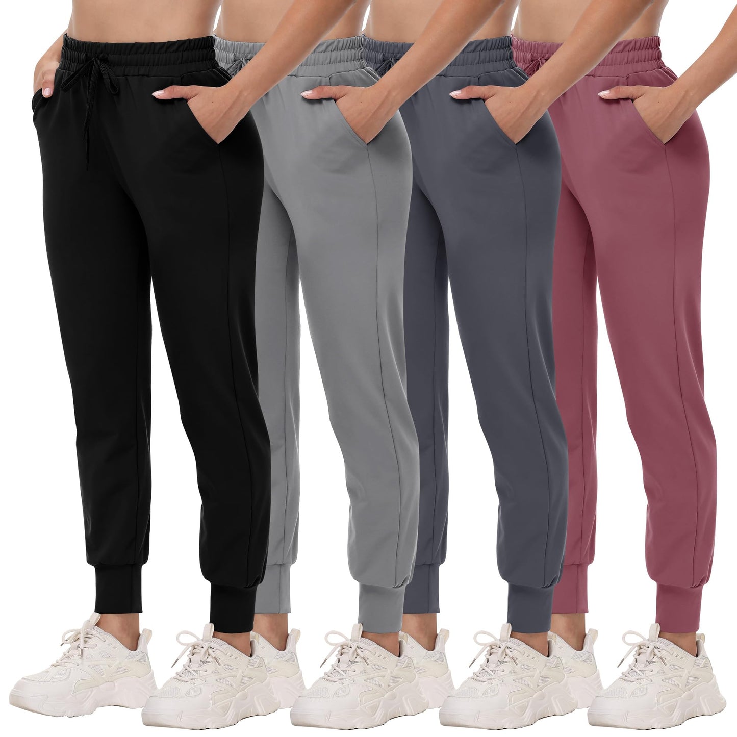 Women's Lightweight Pocket Joggers 4-Pack Set