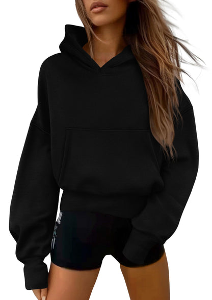 Women's Half-Zip Cropped Hooded Sweatshirt