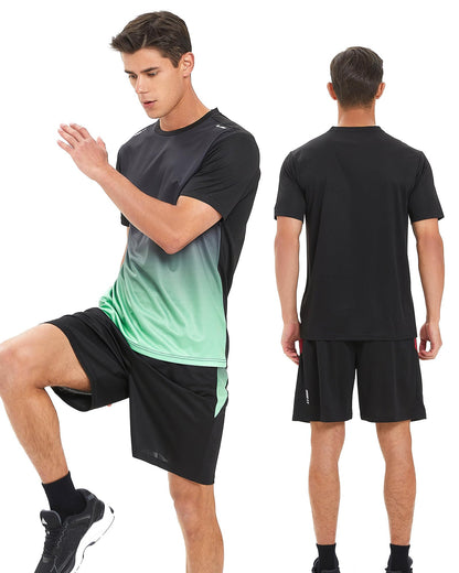 Men's Dry-Fit Workout Set with Shorts & Long Sleeve
