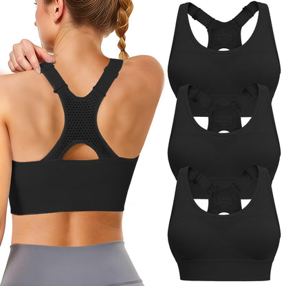Women's High-Support Padded Racerback Sports Bra Set