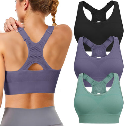 Women's High-Support Padded Racerback Sports Bra Set