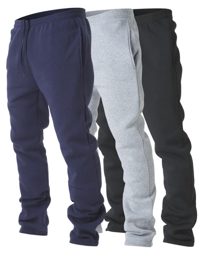 Men's Fleece Open-Hem Workout Sweatpants 3-Pack
