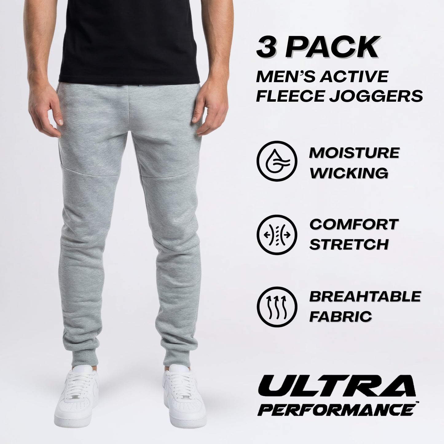 Men's Fleece Tech Joggers with Zipper Pockets