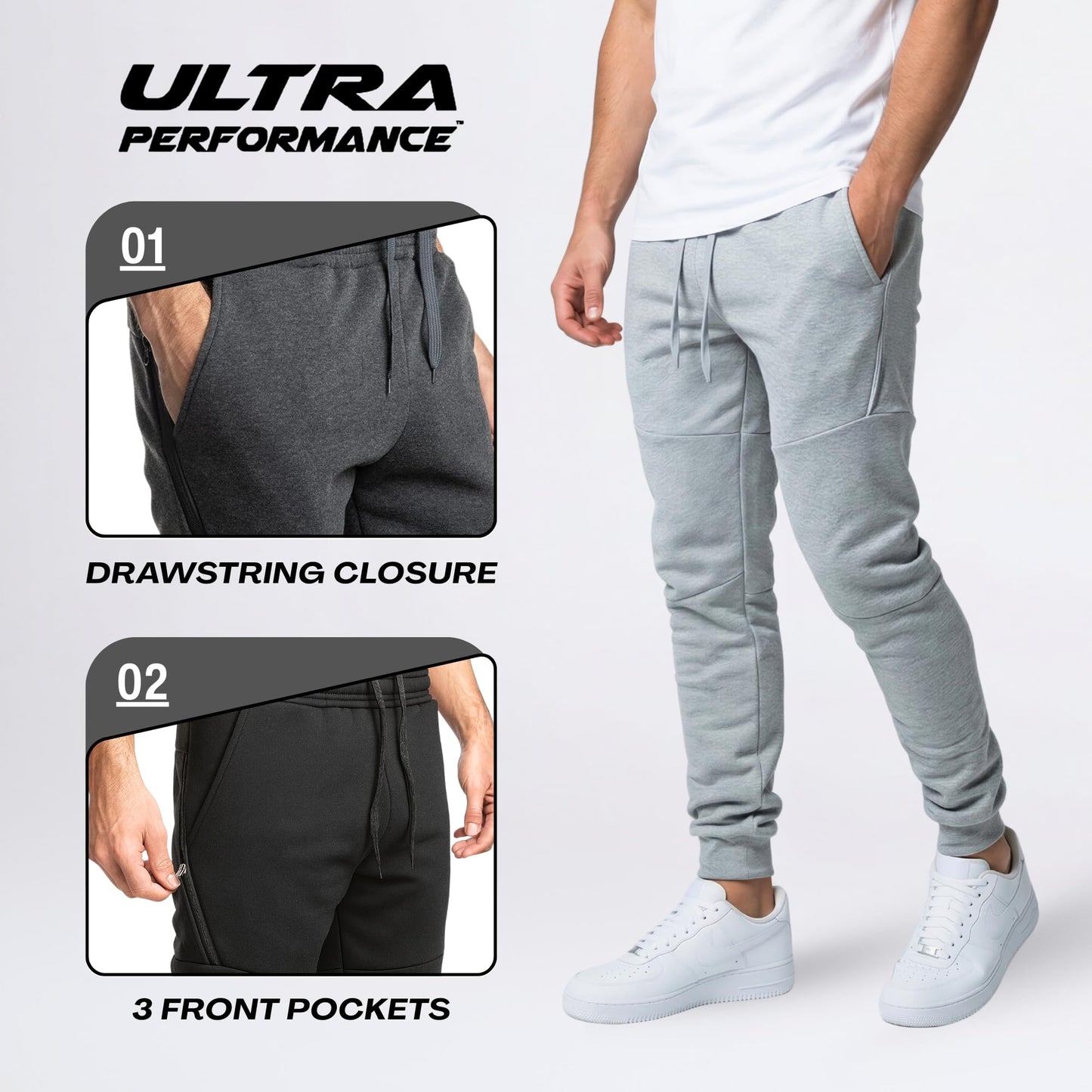 Men's Fleece Tech Joggers with Zipper Pockets