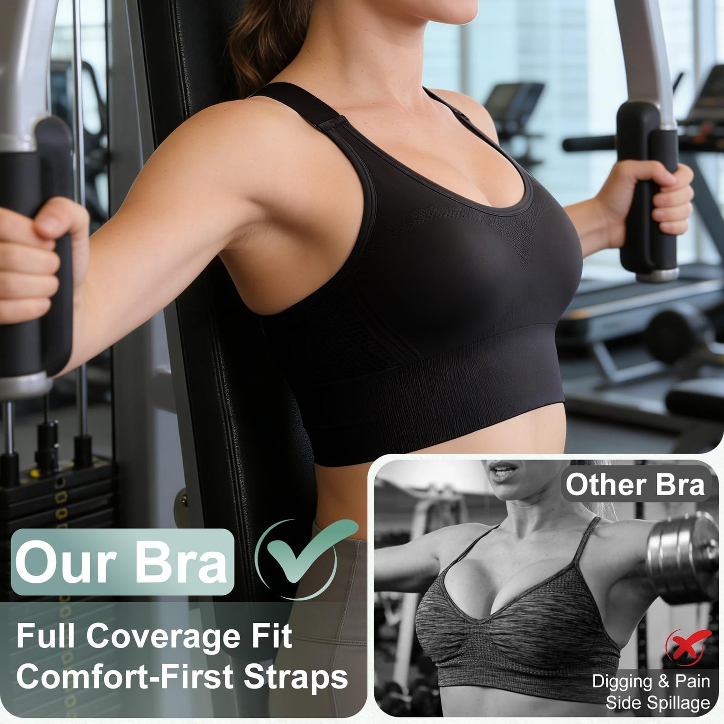Women's High-Support Padded Racerback Sports Bra Set