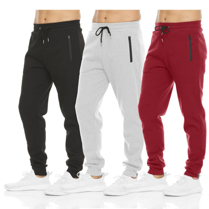 Men's Fleece Workout Jogger Sweatpants 3-Pack