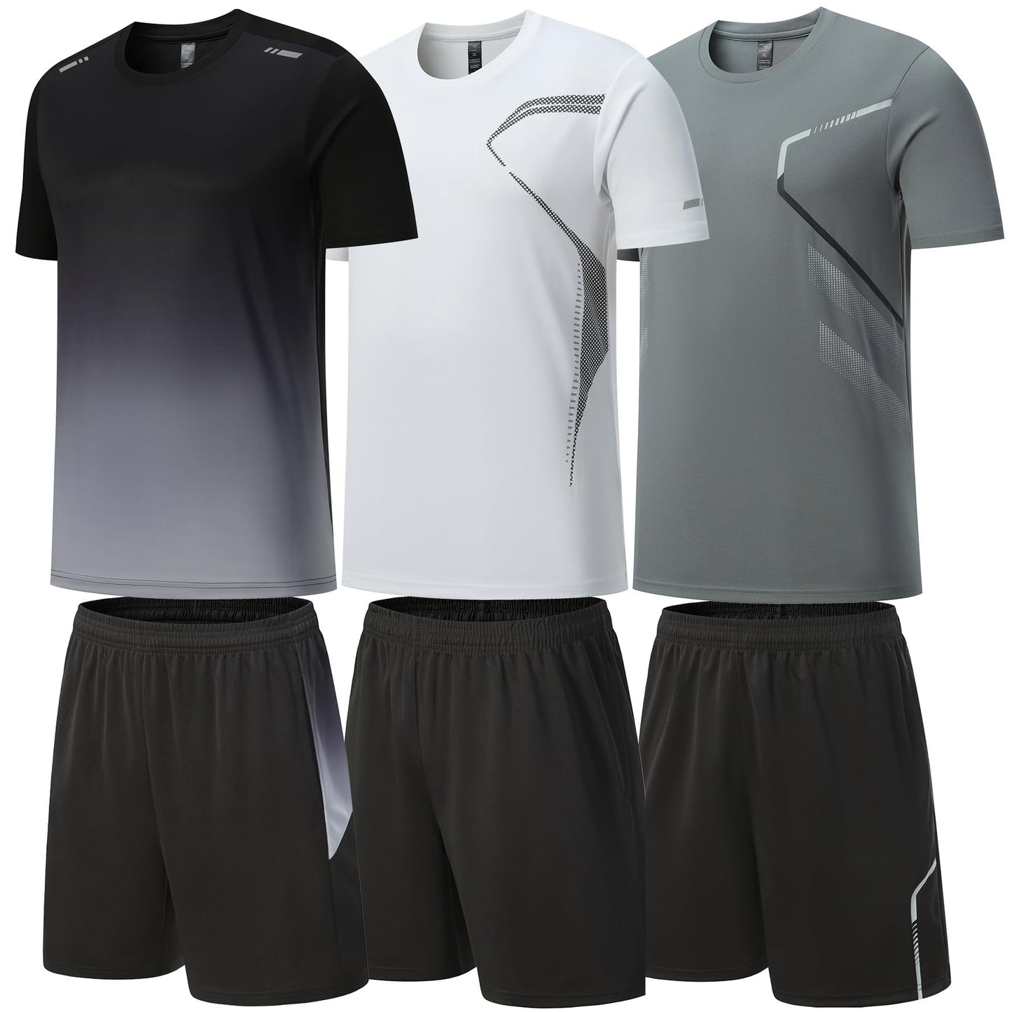 Men's Dry-Fit Workout Set with Shorts & Long Sleeve