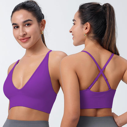 Women's Adjustable Criss-Cross Padded Sports Bra Set