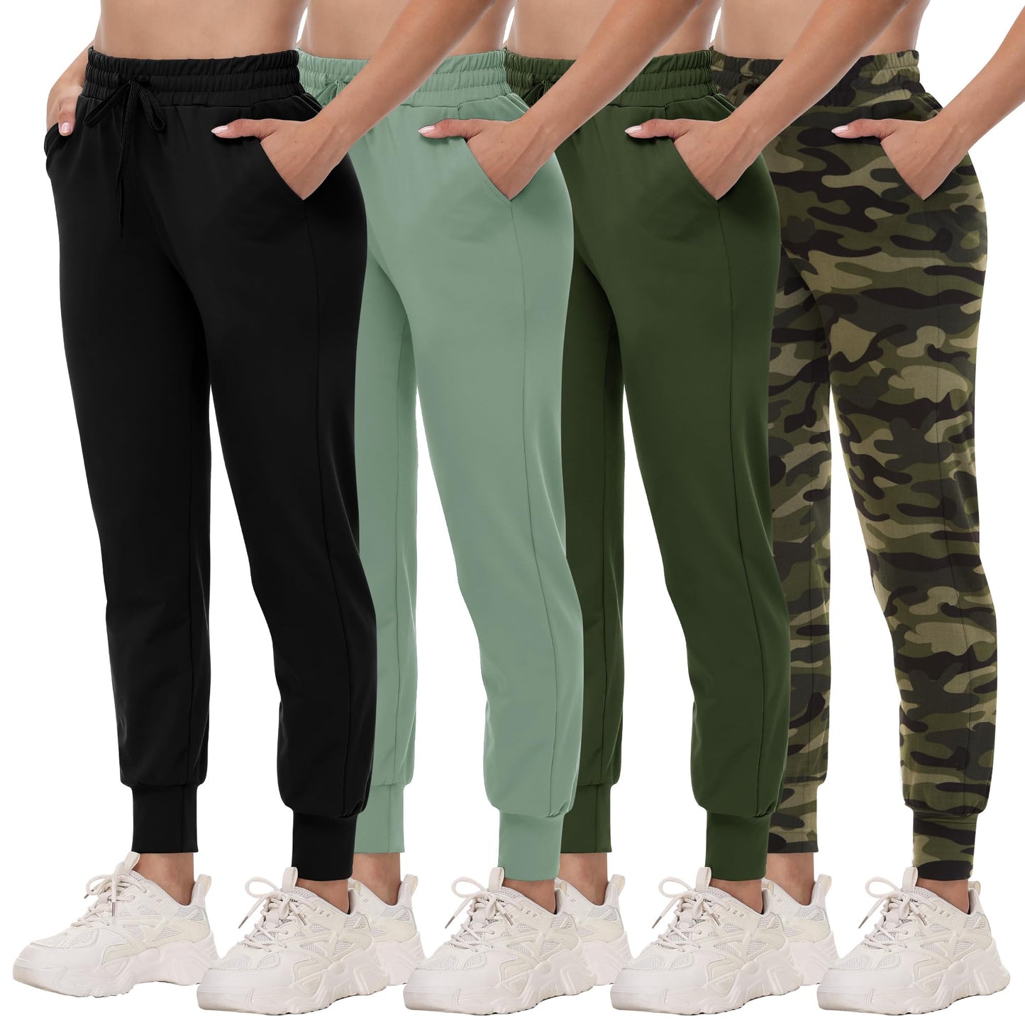 Women's Lightweight Pocket Joggers 4-Pack Set