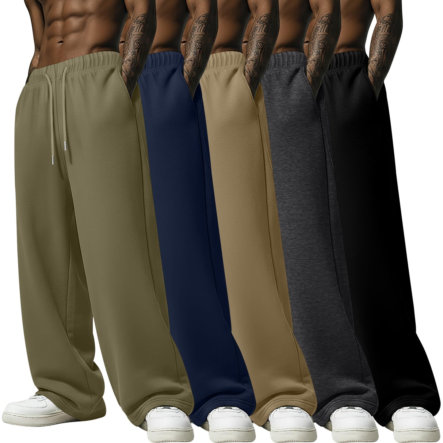 Men's Lightweight Open-Hem Sweatpants 5-Pack